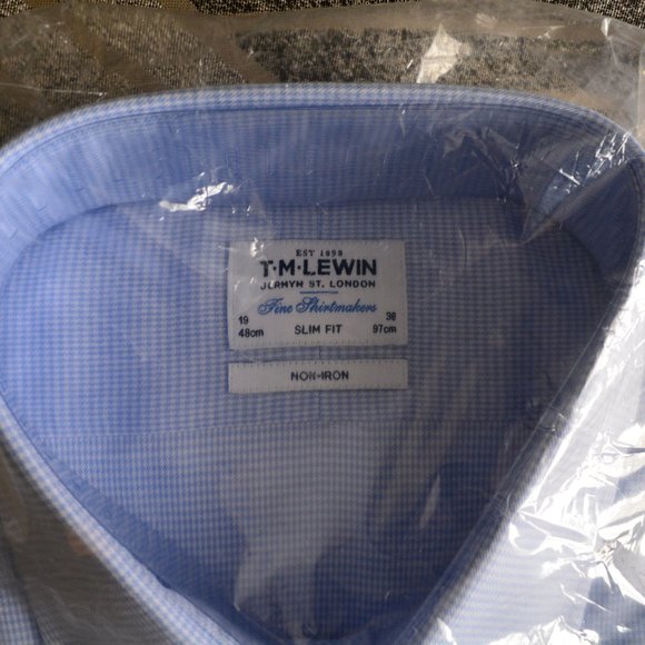 TM Lewin Cutaway Collar Shirts 19 38 New - Picture 3 of 9